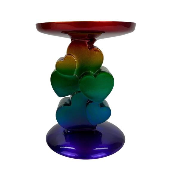 Bath & Body Works RAINBOW HEARTS LOVE 3 Wick Candle Holder Pride - Picture 1 of 6